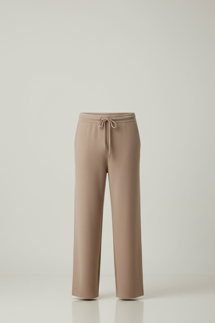 Pantalon Beige Tricoté Ample Homme Confortable Cordon - Maille - vue 3
