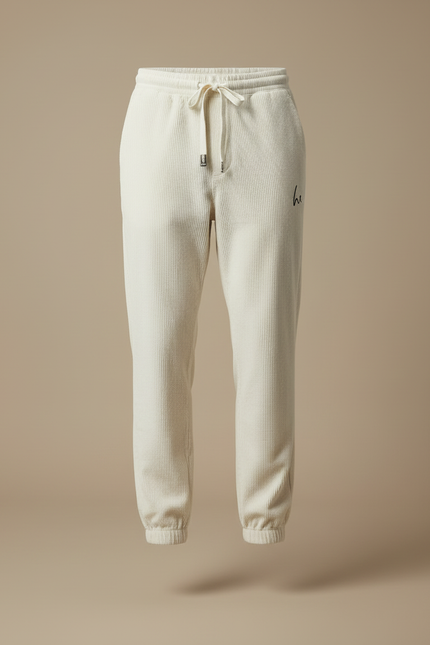 Pantalon Beige Côtelé Ample Cordon Décontracté Homme - Cordé - vue 3