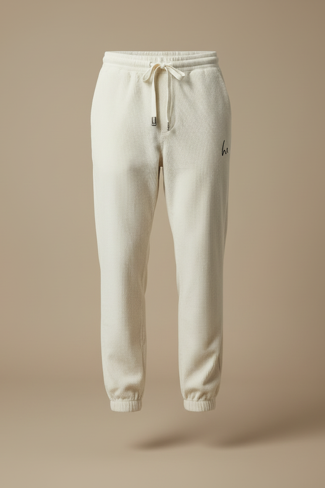 Pantalon Beige Côtelé Ample Cordon Décontracté Homme - Cordé - vue 3