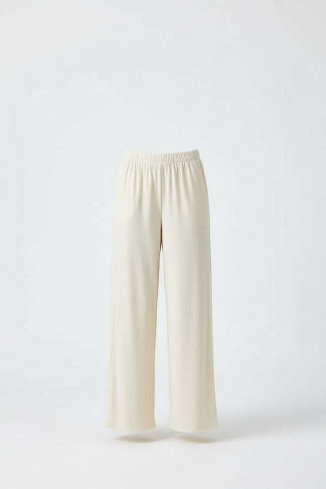 Pantalon Beige Ample Côtelé Élastique Confortable Femme - Molleton - vue 3