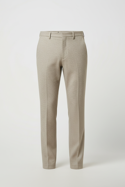 Pantalon Beige Texturé Slim Élégant Décontracté Homme - Laine - vue 3