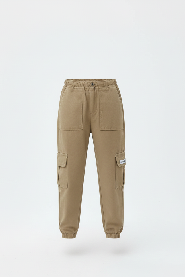 Pantalon Cargo Beige Ado - Kaki Toile - vue 3