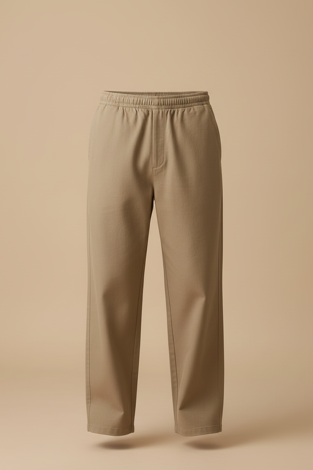 Pantalon Beige Coton Ample Droit Décontracté Homme - vue 3