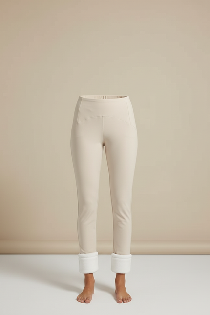 Pantalon Beige Similicuir Doublé Polaire Skinny Femme - Simili cuir - vue 3