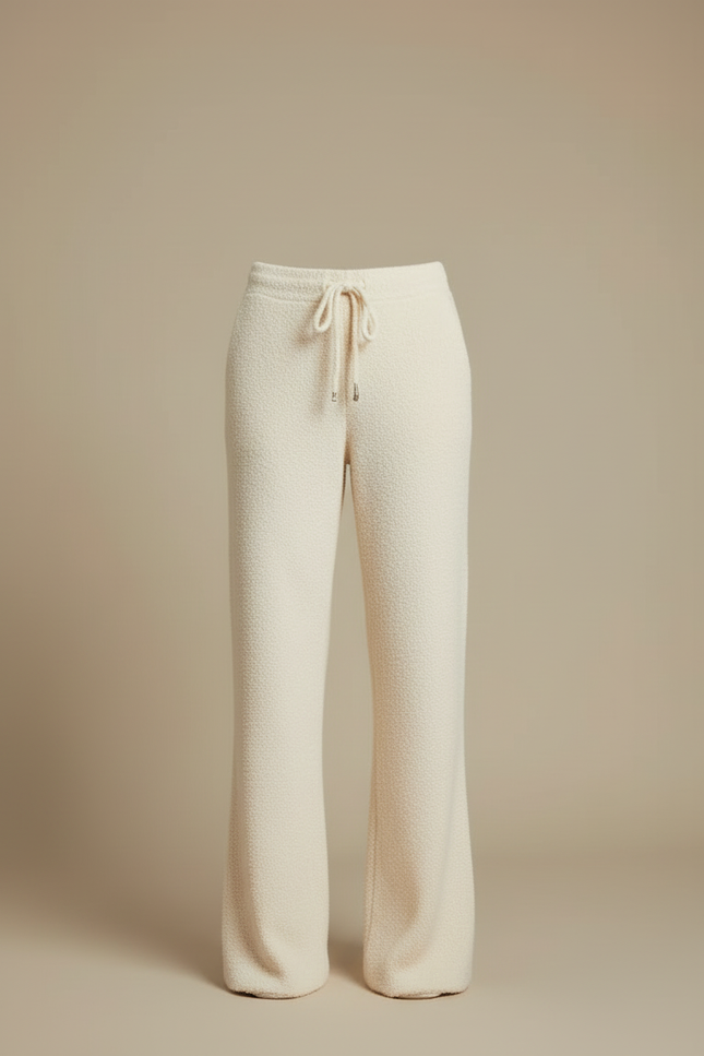 Pantalon Beige Bouclé Ample Confortable Décontracté Femme - Maille - vue 3