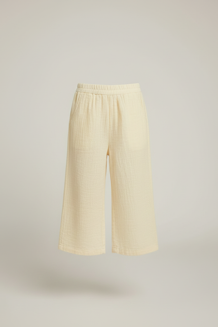 Pantalon Beige Coton Ample Enfant Court - Jaune - vue 3