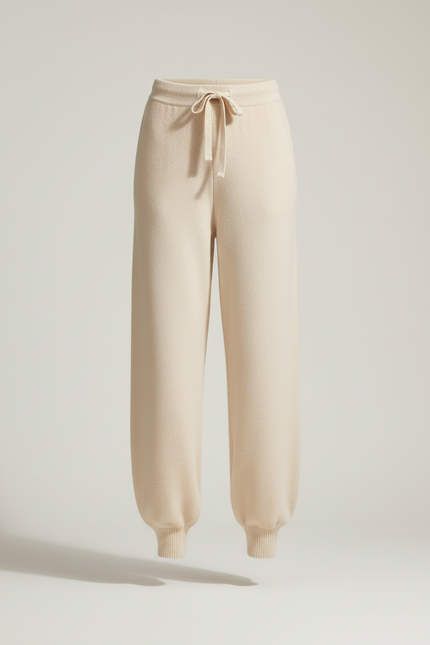 Pantalon Beige Ample Tricoté Cordon Confortable - Maille - vue 3