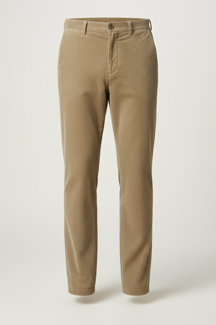 Pantalon Beige Côtelé Droit Homme Décontracté Classique - Cordé - vue 3