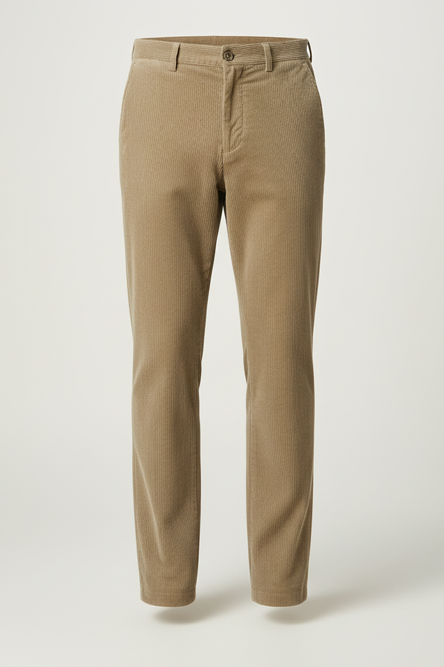Pantalon Beige Côtelé Droit Homme Décontracté Classique - Cordé - vue 3