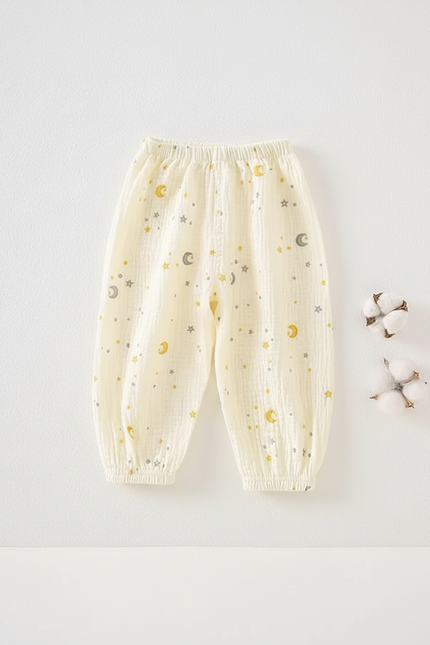Pantalon Beige Coton Gaze Lune Étoiles Bébé - vue 2