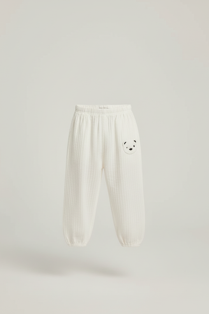 Pantalon Beige Côtelé Décontracté Brodé Enfant Doux - Coton - vue 3
