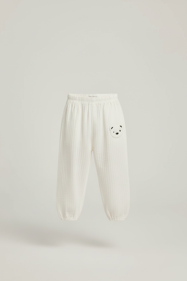 Pantalon Beige Côtelé Décontracté Brodé Enfant Doux - Coton - vue 3