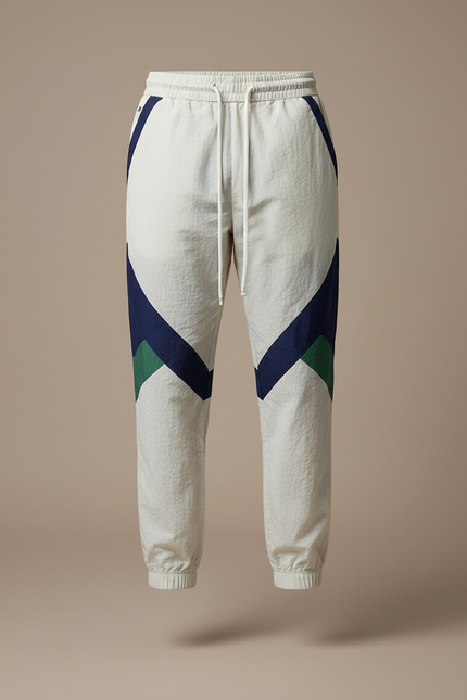 Pantalon Beige Sportif Patchwork Homme Jogging - Polyester - vue 3