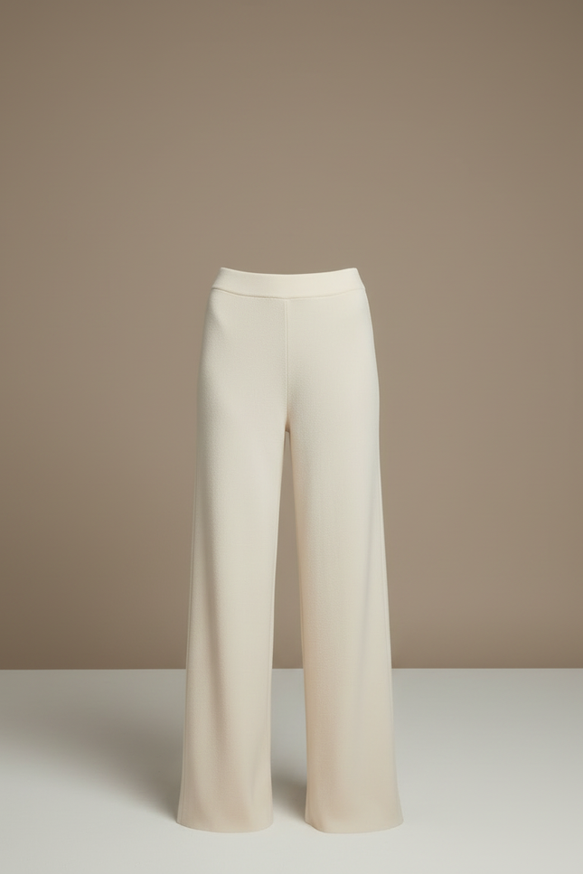 Pantalon Beige Large Tricoté Confortable Élégant - Maille - vue 3