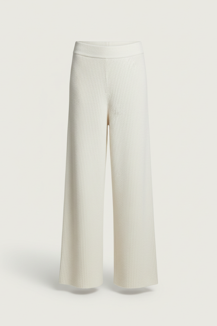 Pantalon Beige Côtelé Tricoté Ample Décontracté Élégant - Maille - vue 3
