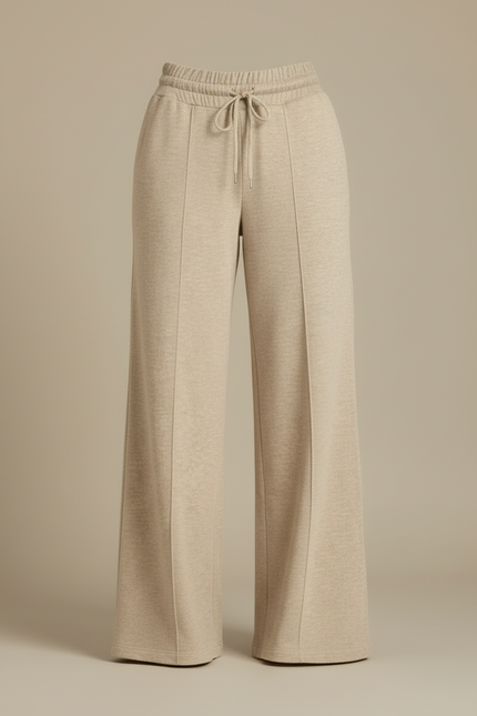 Pantalon Beige Ample Cordon Décontracté Fluide Femme - Molleton - vue 3