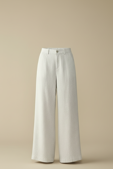 Pantalon Beige Lin Ample Taille Haute Fluide - vue 3