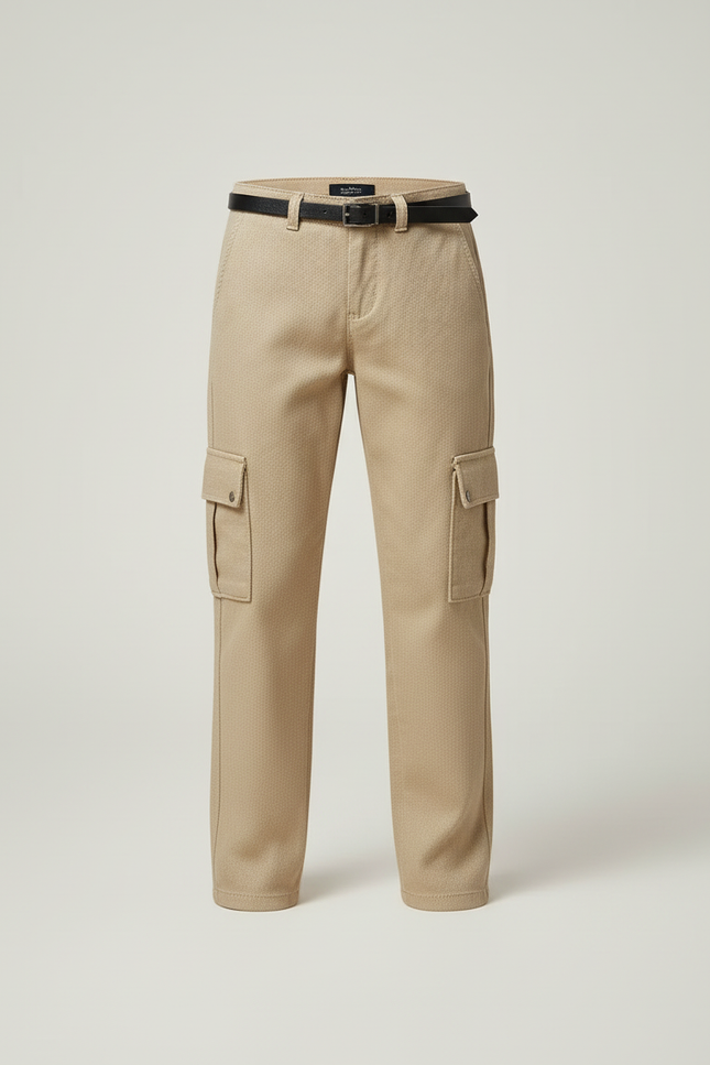 Pantalon Cargo Beige Avec Ceinture - Gabardine - vue 3