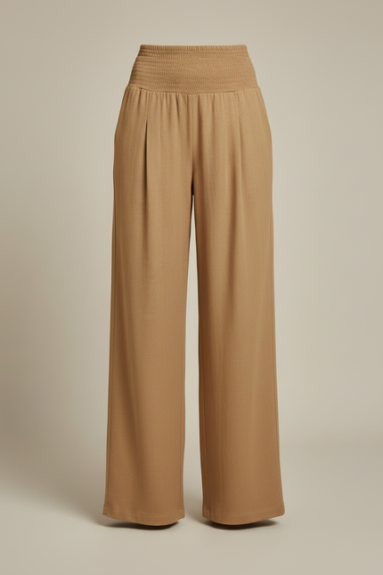 Pantalon Toile Beige Femme - Camel - vue 3