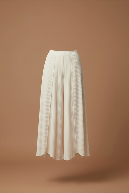 Pantalon Beige Plissé Fluide Élégant Femme - Polyester - vue 3
