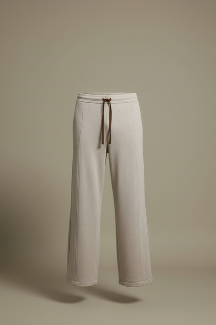 Pantalon Beige Ample Tricoté Laine Droite Homme - Maille - vue 3