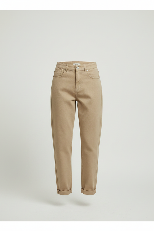 Pantalon Beige Droit Décontracté Taille Haute Femme - Gabardine - vue 3