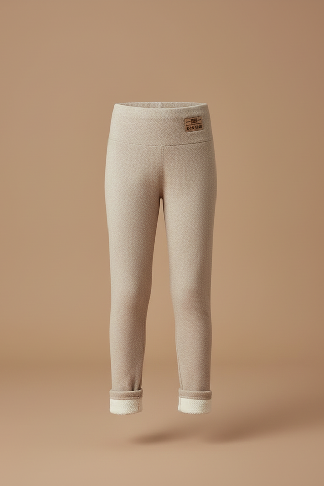 Pantalon Beige Fille Doublé Polaire Hiver Chaud - Molleton - vue 3