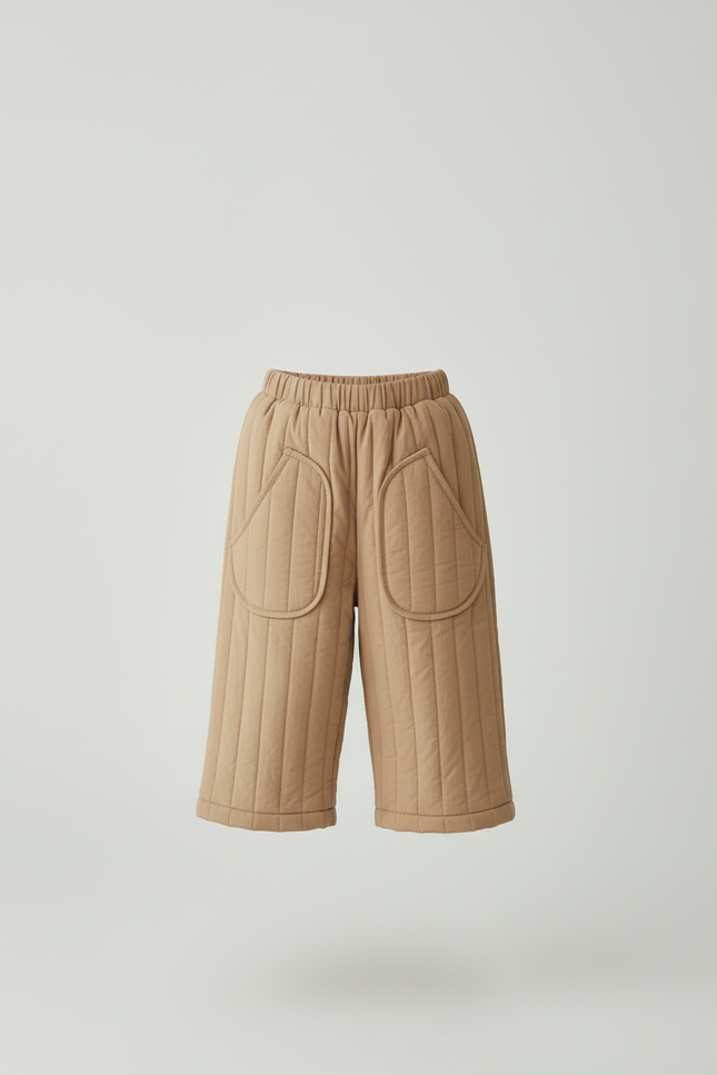 Pantalon Beige Matelassé Ample Coton Enfant Hiver - Molleton - vue 3
