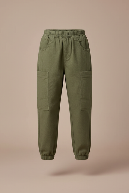 Pantalon Beige Coton Ample Cargo Enfant - Kaki - vue 3