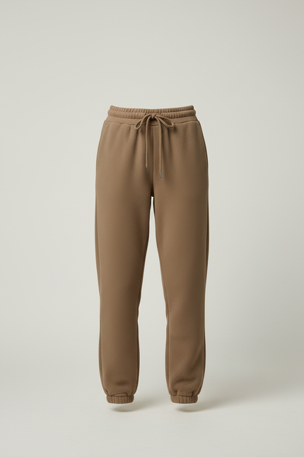 Pantalon Beige Molletonné Confortable Ample Décontracté - Marron - vue 3
