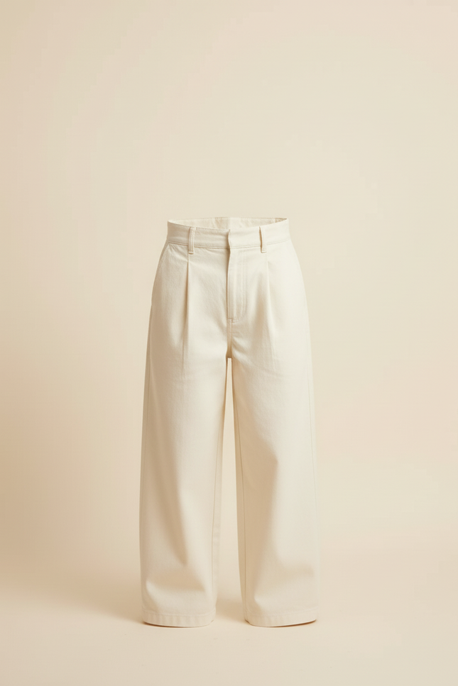 Pantalon Beige Ample Coton Plissé Enfant Décontracté - vue 3