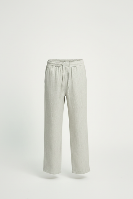 Pantalon Beige Lin Ample Décontracté Garçon - vue 3