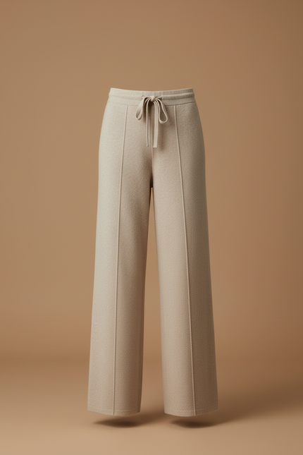 Pantalon Beige Tricoté Ample Décontracté Femme - Maille - vue 3