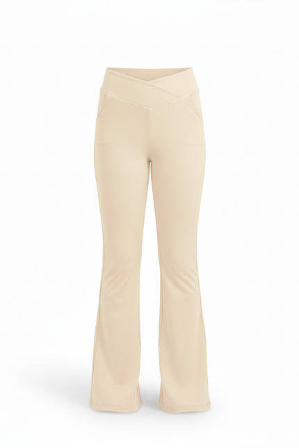 Pantalon Beige Fille Évasé Taille Haute Confortable - Polyester - vue 3