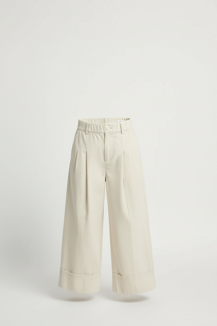 Pantalon Beige Ample Plissé Décontracté Enfant - Toile - vue 3