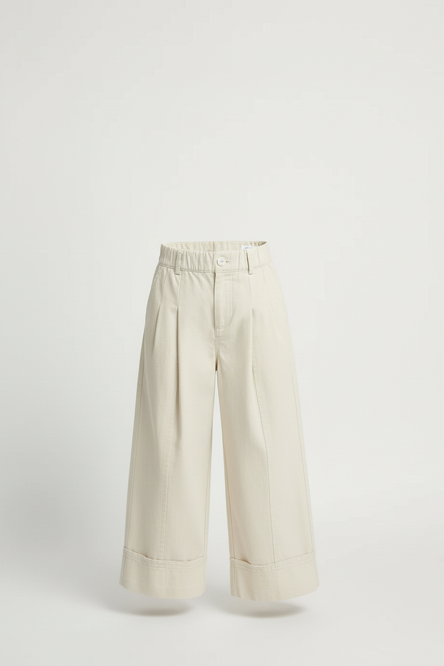 Pantalon Beige Ample Plissé Décontracté Enfant - Toile - vue 3