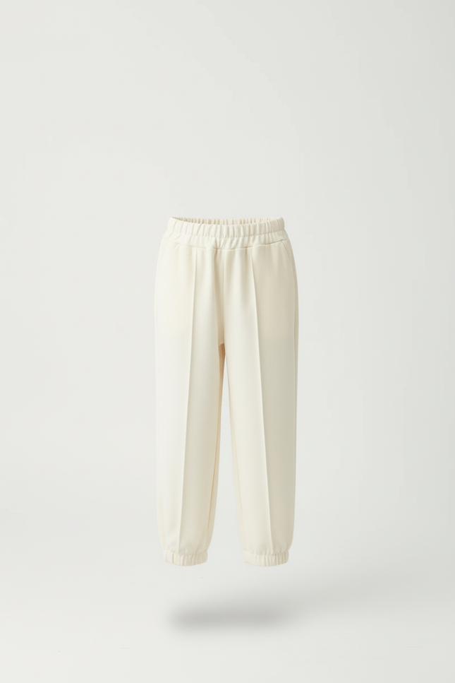 Pantalon Beige Plissé Élastiqué Cheville Enfant Fille - Gabardine - vue 3