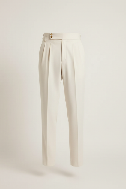 Pantalon Taille Haute Homme Beige - Gabardine - vue 3