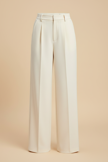 Pantalon Beige Écru Ample Plissé Décontracté Femme - Gabardine - vue 3