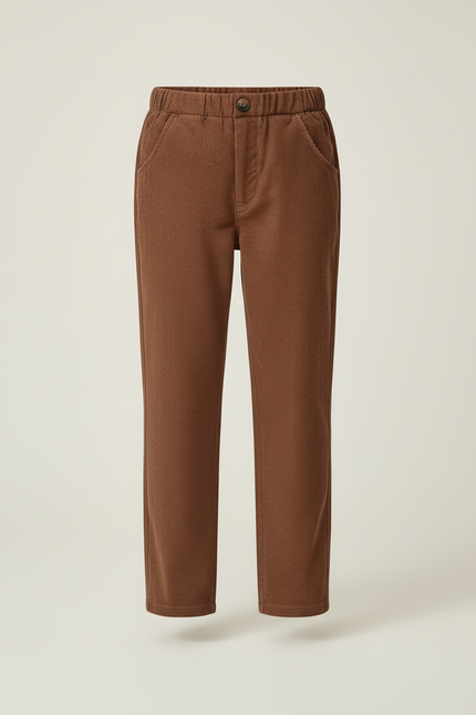 Pantalon Beige Côtelé Droit Garçon Décontracté - Marron Cordé - vue 3
