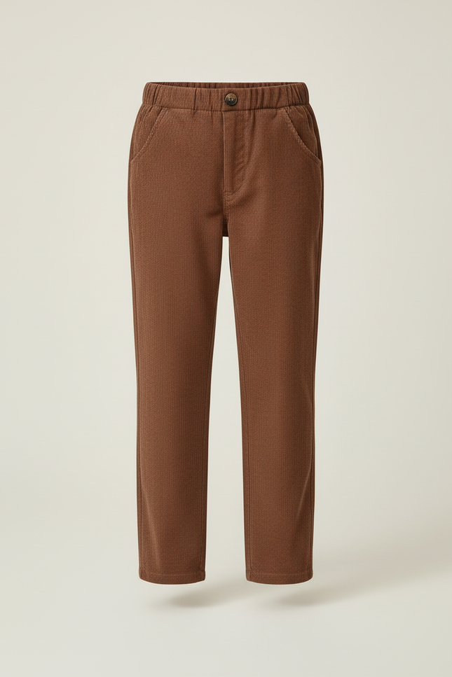 Pantalon Beige Côtelé Droit Garçon Décontracté - Marron Cordé - vue 3