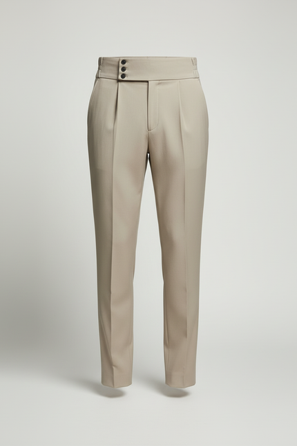 Pantalon Beige Plissé Élégant Droit Business Homme - Gabardine - vue 3
