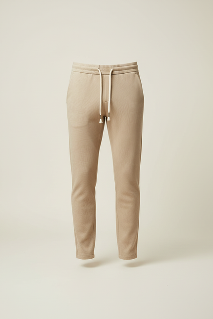 Pantalon Beige Homme Décontracté Cordon Slim Tendance - Maille - vue 3