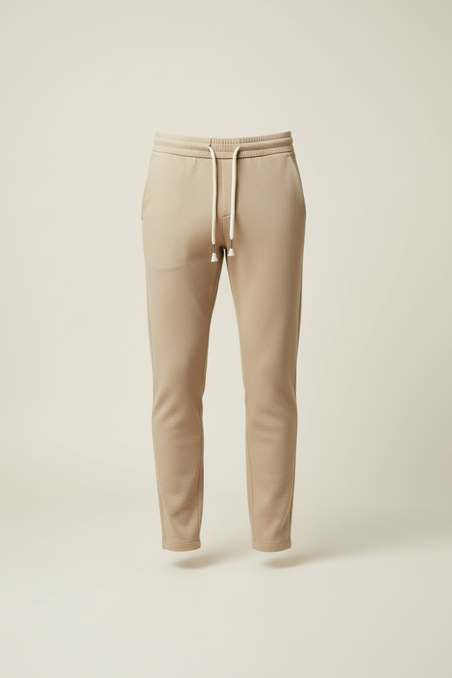 Pantalon Beige Homme Décontracté Cordon Slim Tendance - Maille - vue 3