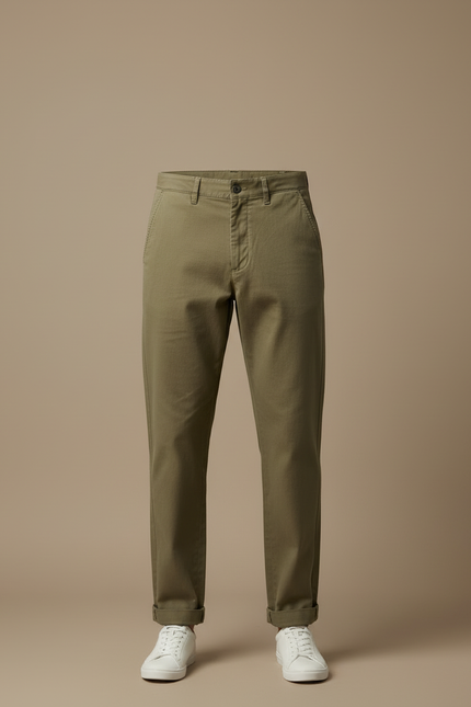 Pantalon Beige Coton Droit Homme Décontracté Moderne - Kaki - vue 3