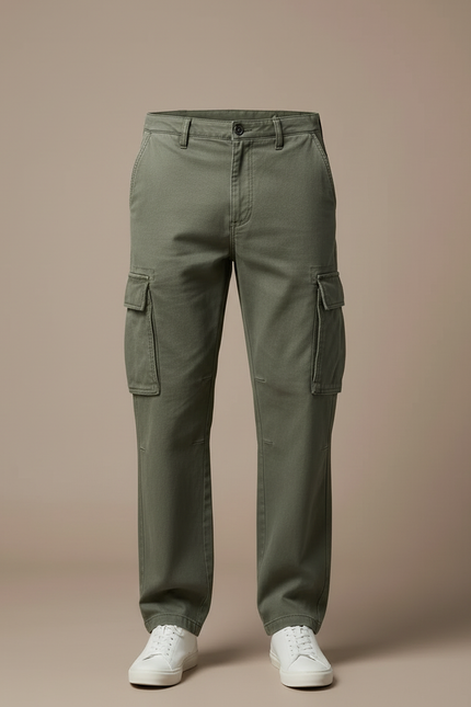 Pantalon Beige Cargo Ample Coton Homme - Kaki - vue 3