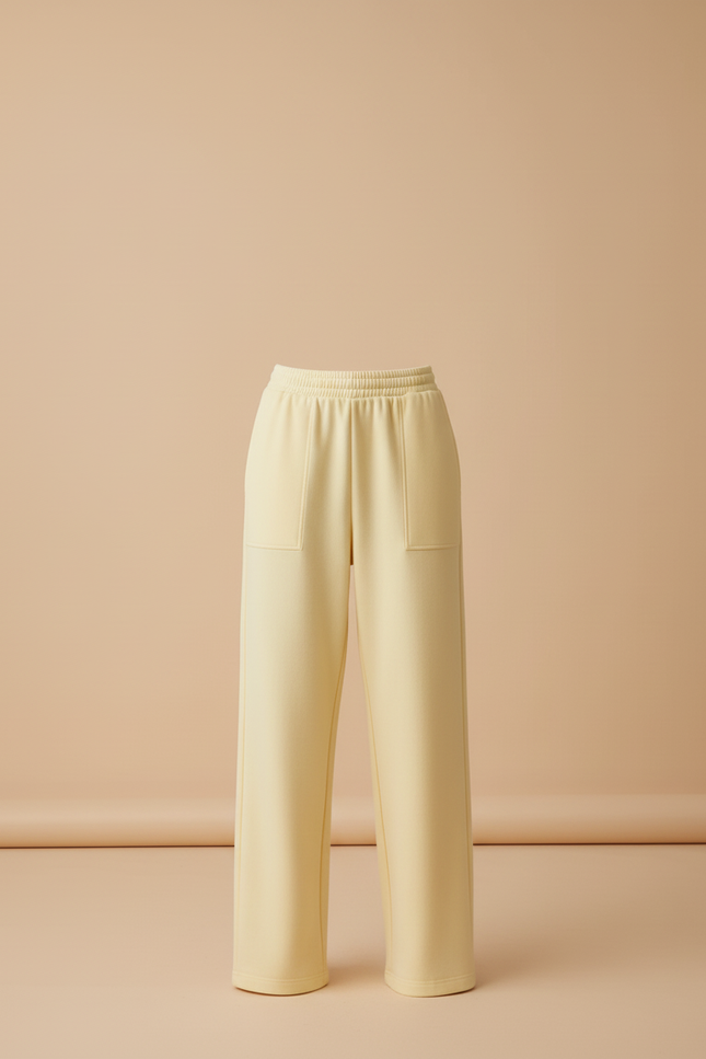 Pantalon Beige Molletonné Ample Décontracté Femme - Jaune - vue 3