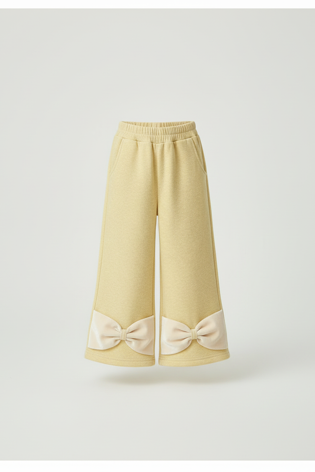 Pantalon Beige Large Nœud Velours Polaire Fille - Molleton - vue 3