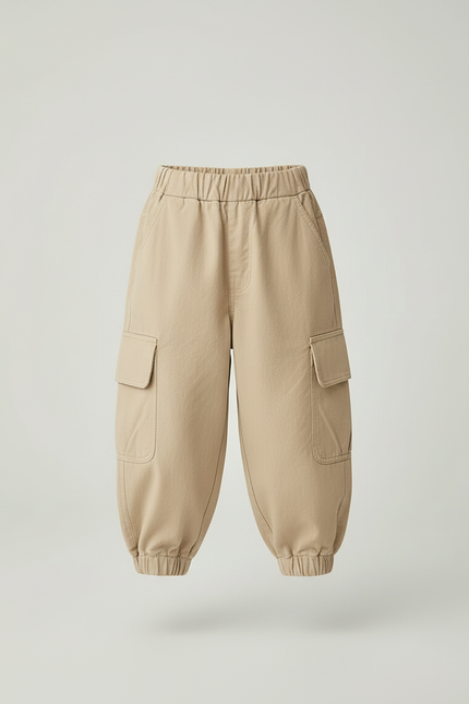 Pantalon Beige Cargo Ample Coton Enfant - vue 3
