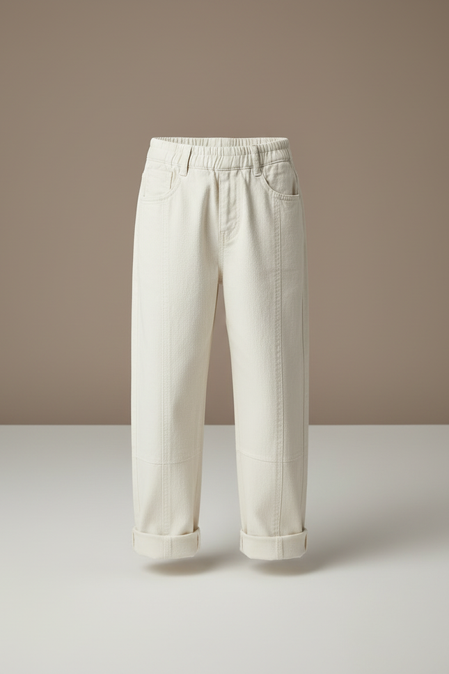 Pantalon Beige Ample Coton Élastiqué Enfant Garçon - Toile - vue 3